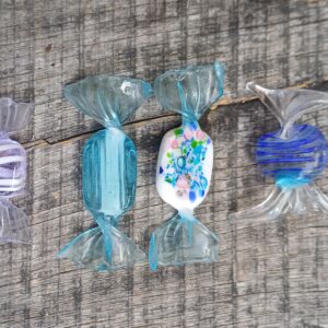 SET CARAMELLE DA 6 IN VETRO SOFFIATO