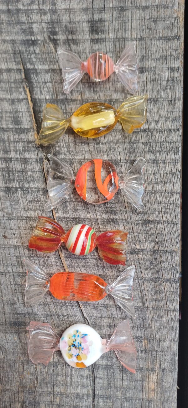 SET 6 CARAMELLE VETRO SOFFIATO