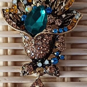 SPILLA METALLO E STRASS CON CIONDOLO
