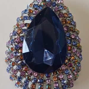 Spilla modello vintage strass grande blu