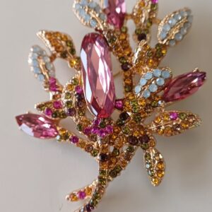 Spilla strass rosa antico fucsia e grigio