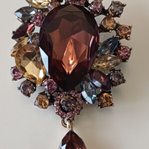 Spilla mod.vintage strass oro prugna e grigi