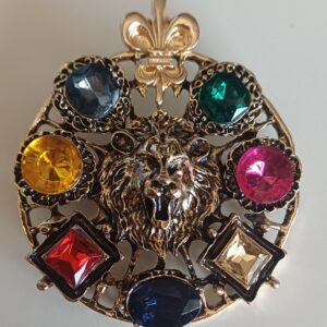 SPILLA MEDAGLIONE LEONE E STRASS